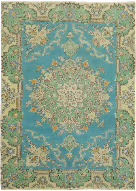 Handmade Blue Tabriz Persian Area Rug 7x10