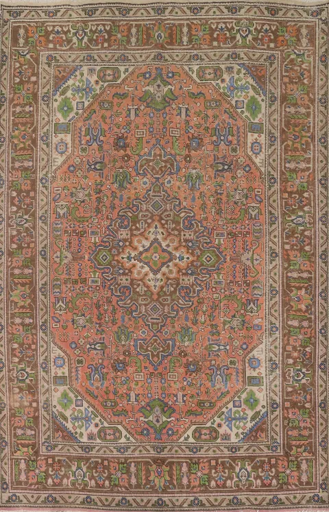 Vintage Wool Tabriz Persian Area Rug 7x10