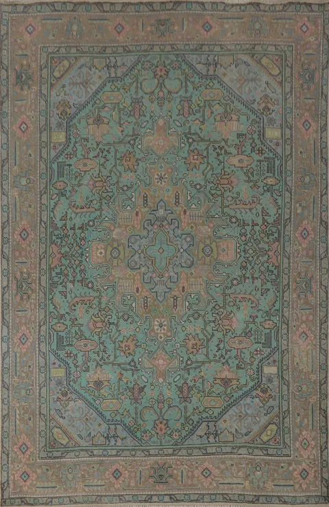 Vintage Wool Tabriz Persian Area Rug 6x9