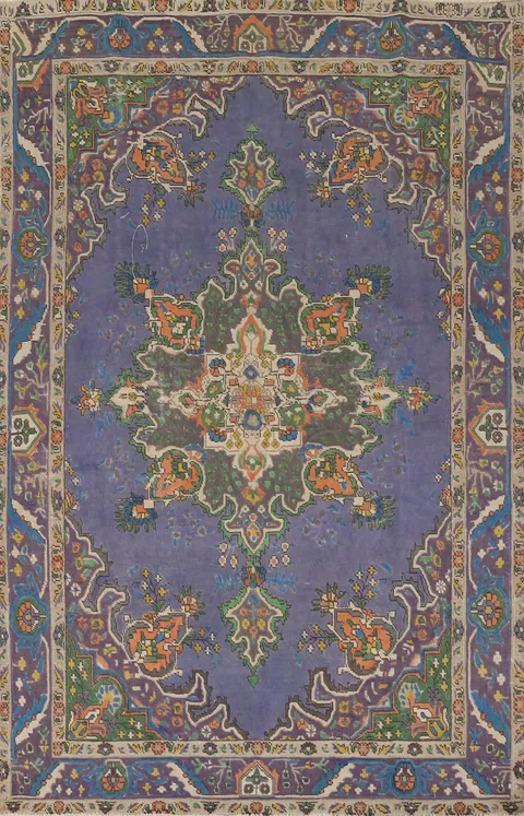 Purple Wool Tabriz Persian Area Rug 6x9
