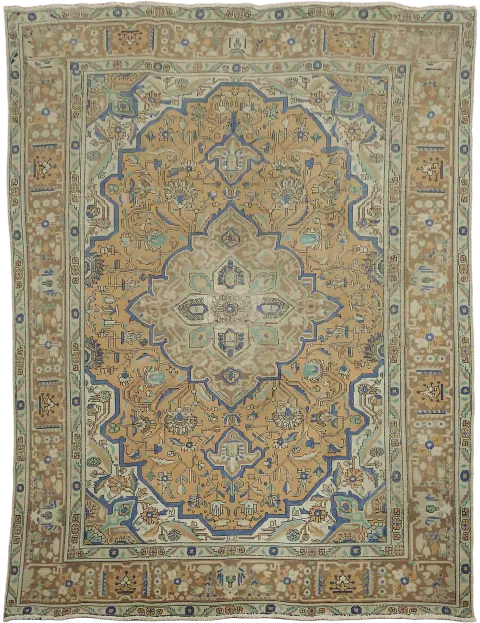 Vintage Coral Terracotta Tabriz Persian Rug in Geometric Patterns 8x10