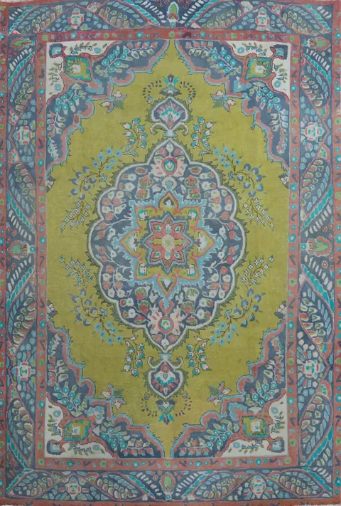 Vintage Wool Tabriz Persian Area Rug 7x9