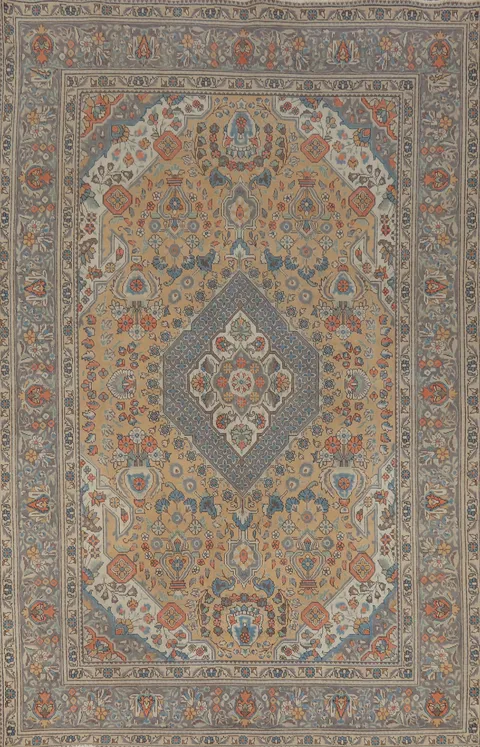 Geometric Wool Tabriz Persian Area Rug 8x11