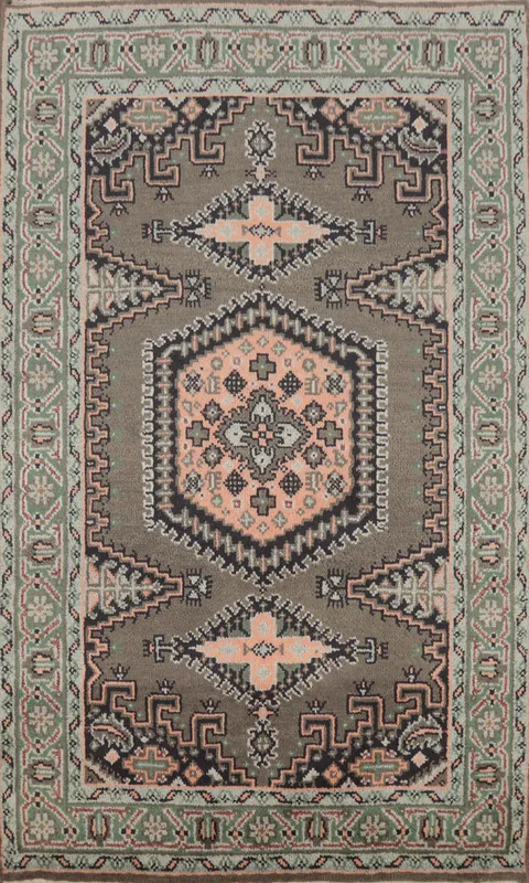 Brown Geometric Viss Indian Foyer Rug 4x6