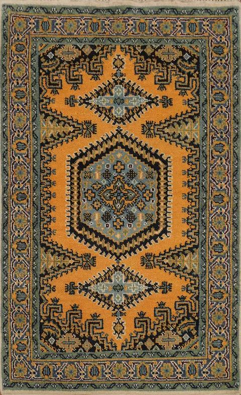 Orange Geometric Viss Indian Rug 4x6