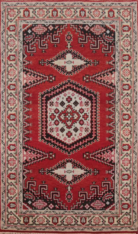 Geometric Wool Viss Indian Foyer Rug 4x6