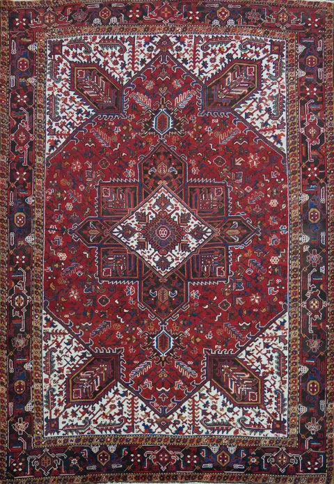 Vintage Geometric Heriz Persian Area Rug 8x10