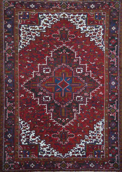 Geometric Red Heriz Persian Area Rug 7x10