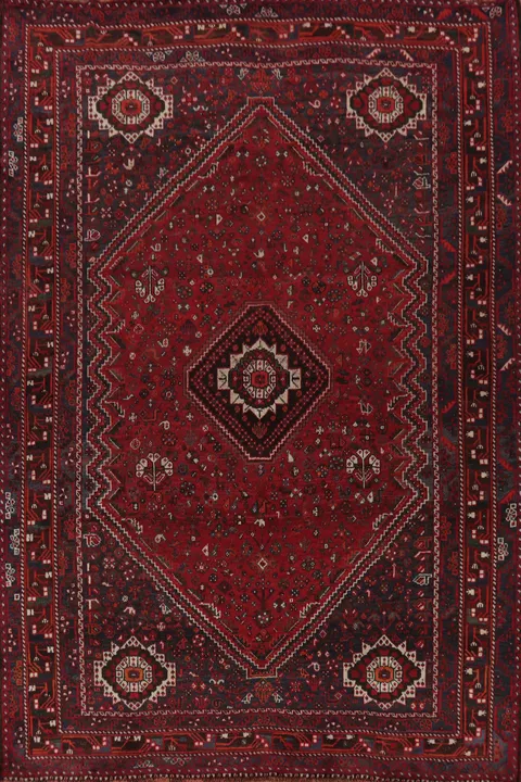 Red Tribal Wool Qashqai Persian Area Rug 7x10
