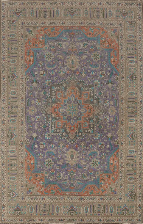 Traditional Purple Tabriz Persian Area Rug 7x10