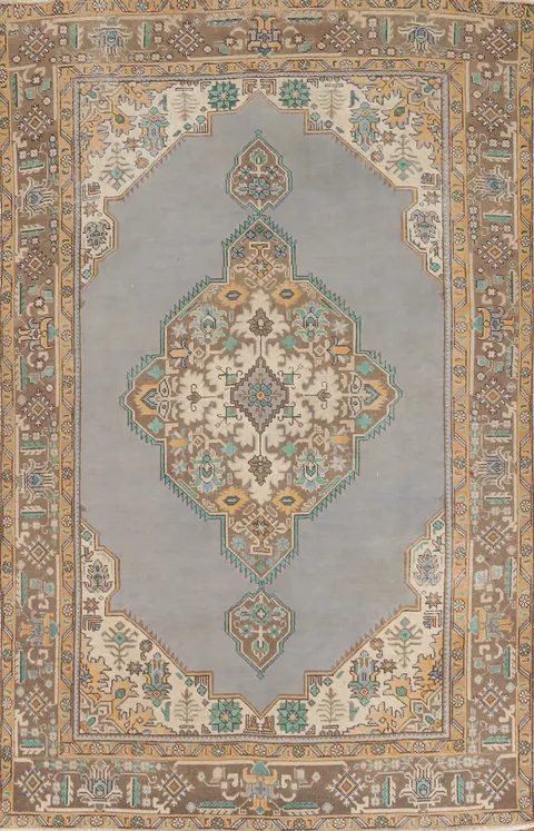 Geometric Wool Tabriz Persian Area Rug 6x9