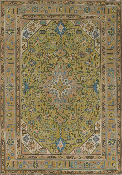 Vintage Geometric Tabriz Persian Area Rug 8x11