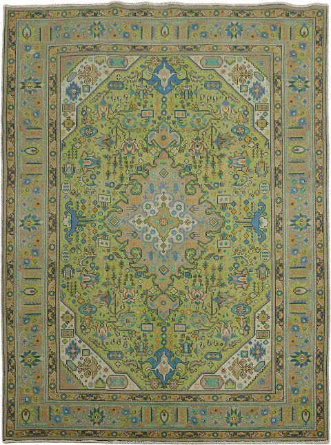 Vintage Geometric Tabriz Persian Area Rug 8x11