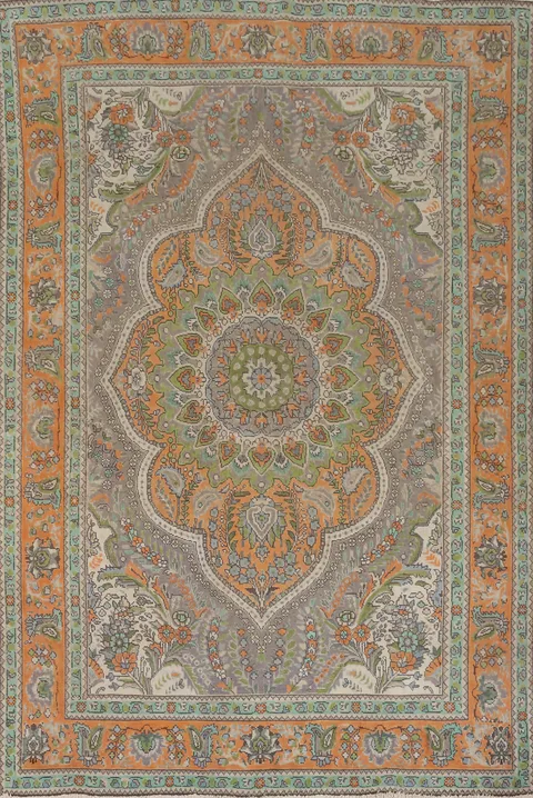 Vintage Wool Tabriz Persian Area Rug 6x9