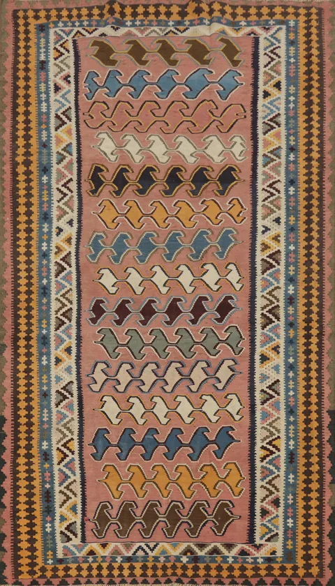 Vegetable Dye Kilim Qashqai Persian Area Rug 5x9