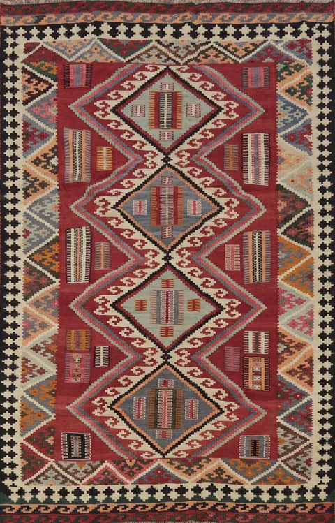 Vegetable Dye Kilim Qashqai Persian Rug 5x7