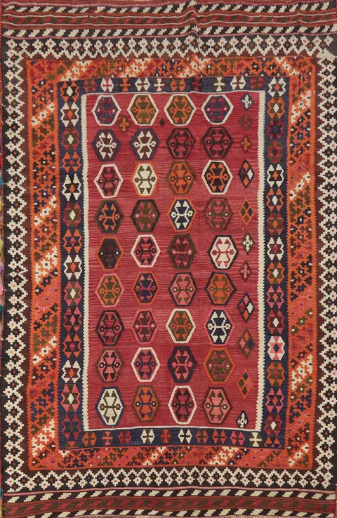 Vegetable Dye Kilim Qashqai Persian Area Rug 6x8
