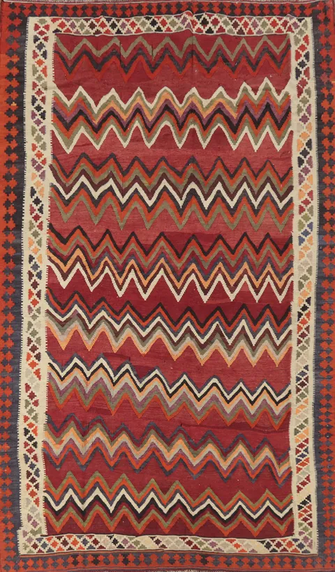 Vegetable Dye Kilim Qashqai Persian Area Rug 6x10