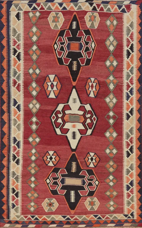 Vegetable Dye Kilim Qashqai Persian Area Rug 5x8