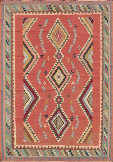 Vegetable Dye Kilim Qashqai Persian Rug 5x6