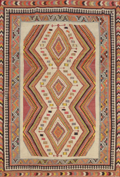 Vegetable Dye Kilim Qashqai Persian Rug 5x7