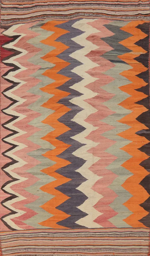 Vegetable Dye Kilim Qashqai Persian Area Rug 5x9