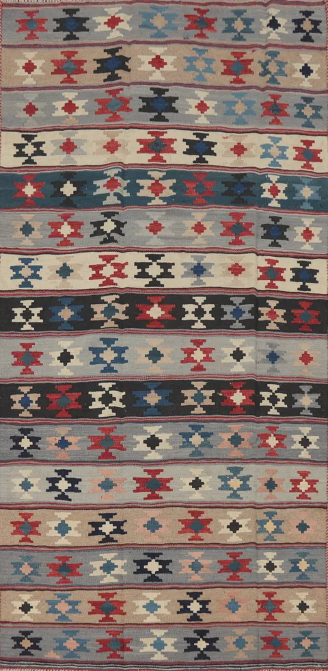 Vegetable Dye Kilim Qashqai Persian Rug 4x8