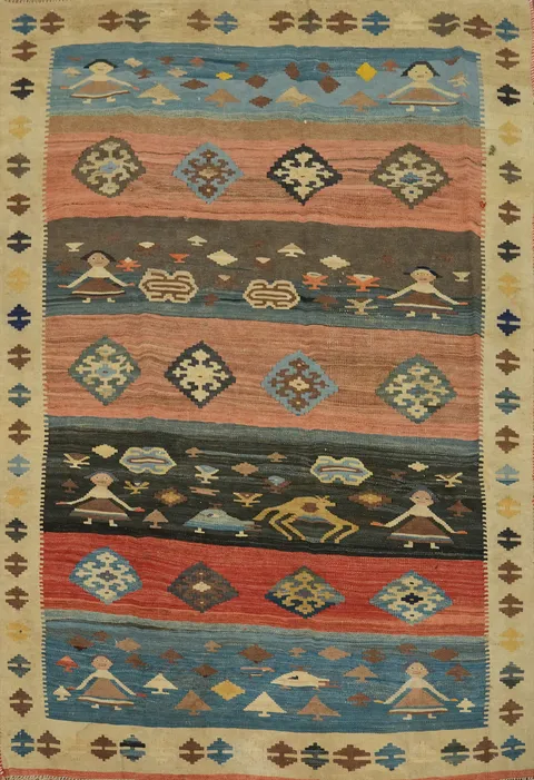 Vegetable Dye Kilim Qashqai Persian Rug 5x7