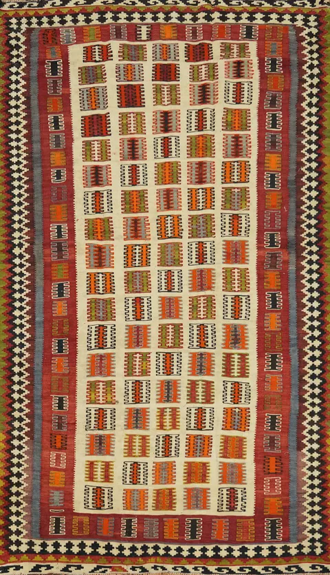 Vegetable Dye Kilim Qashqai Persian Area Rug 5x9