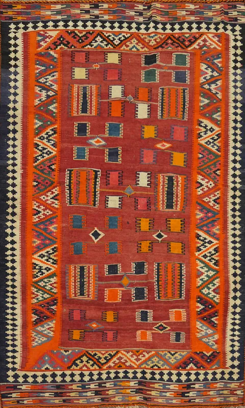 Vegetable Dye Kilim Qashqai Persian Area Rug 5x9