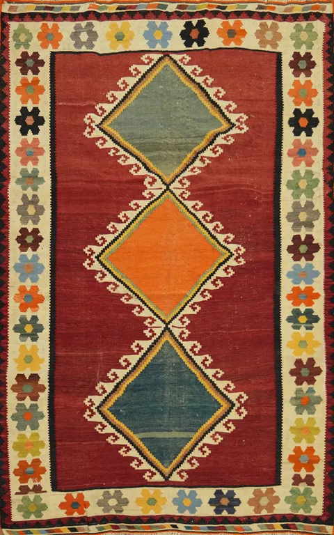 Vegetable Dye Kilim Qashqai Persian Area Rug 5x8