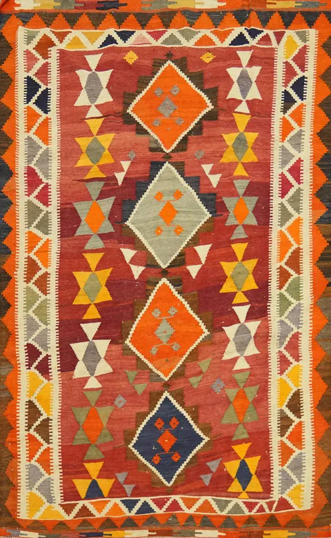 Vegetable Dye Kilim Qashqai Persian Area Rug 5x8