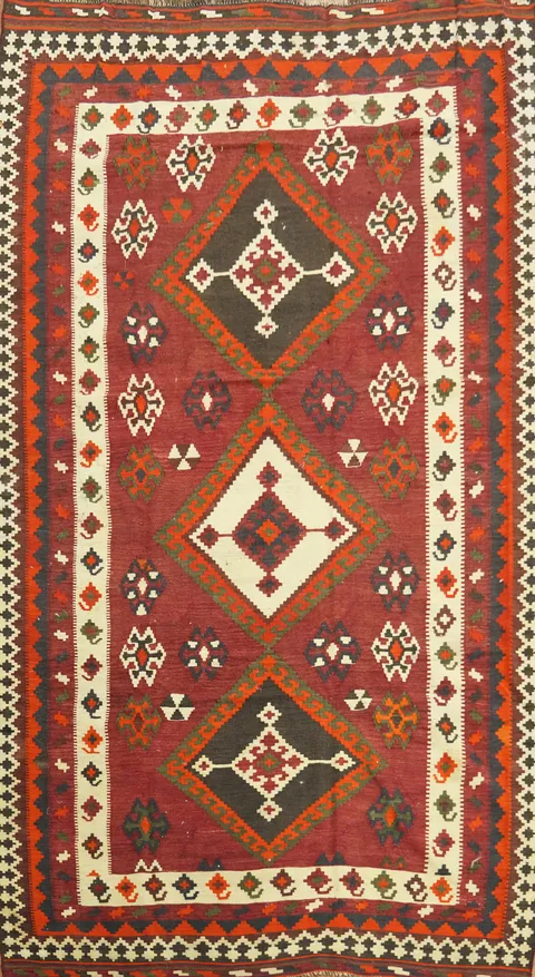Vegetable Dye Kilim Qashqai Persian Area Rug 5x10