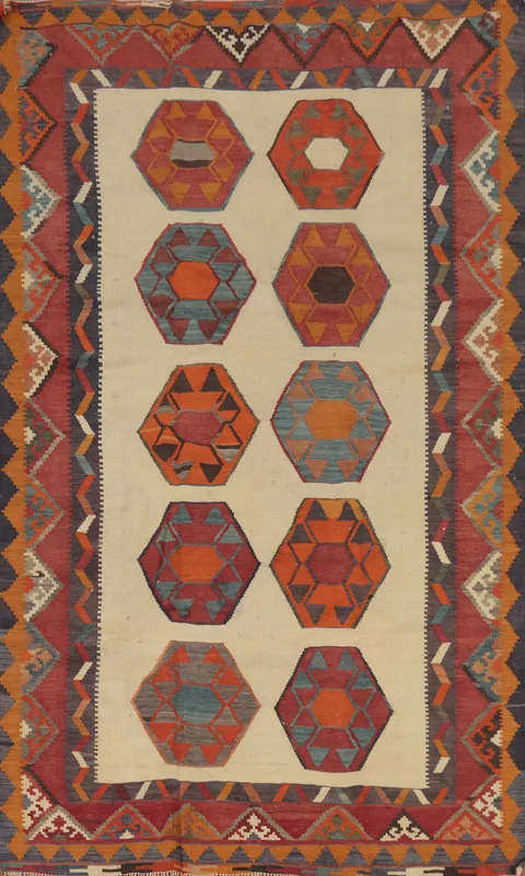 Vegetable Dye Kilim Qashqai Persian Area Rug 5x8