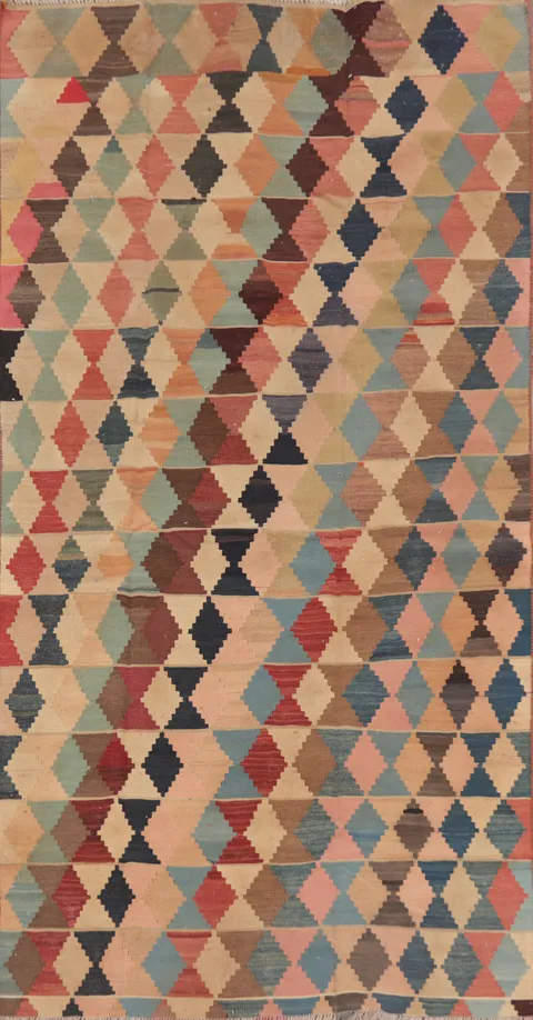 Vegetable Dye Kilim Qashqai Persian Runner Rug 4x9