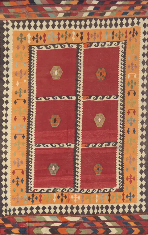 Vegetable Dye Kilim Qashqai Persian Area Rug 6x9