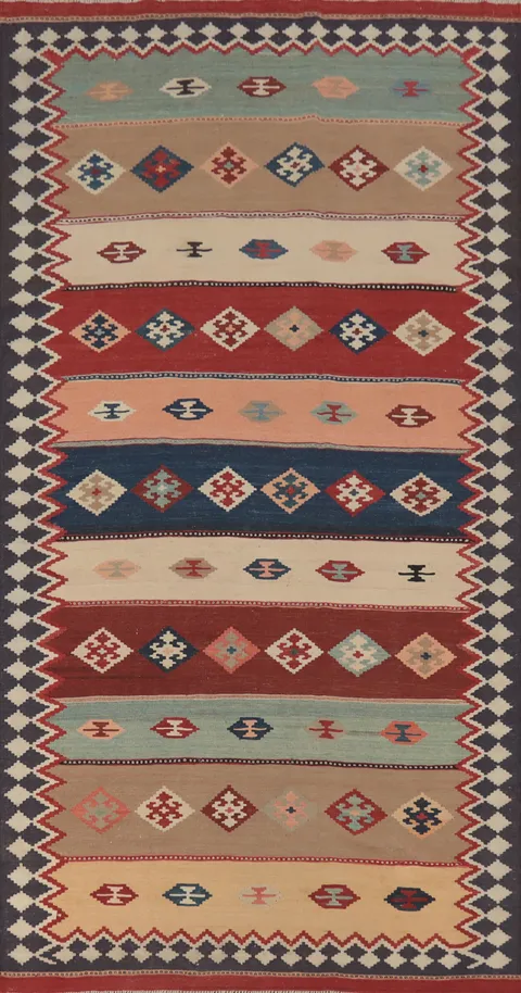 Vegetable Dye Kilim Qashqai Persian Area Rug 5x10