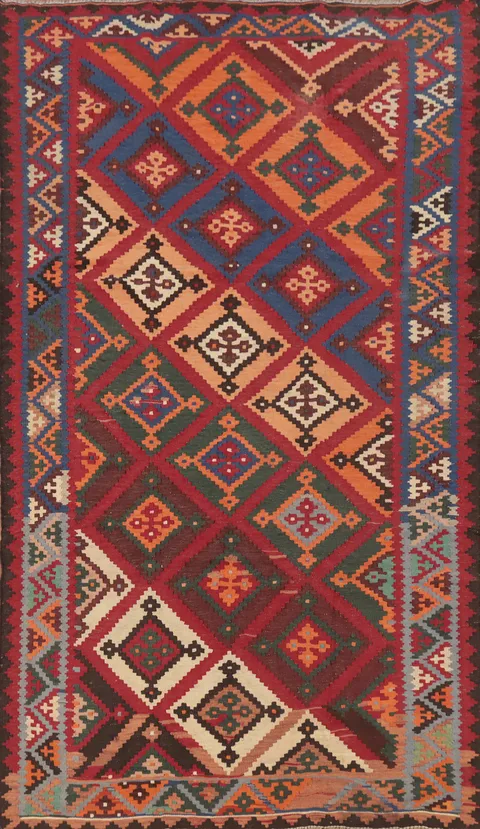 Vegetable Dye Kilim Qashqai Persian Area Rug 5x9