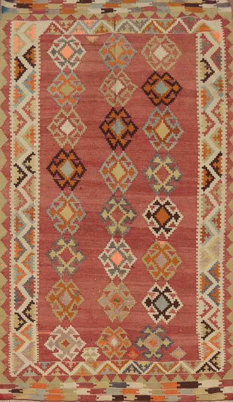 Vegetable Dye Wool Kilim Qashqai Persian Rug 4x7