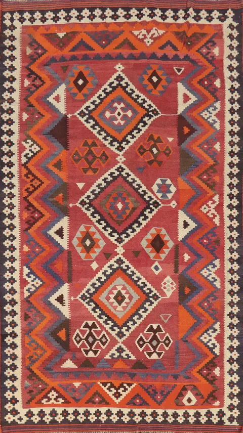 Vegetable Dye Kilim Qashqai Persian Area Rug 5x10