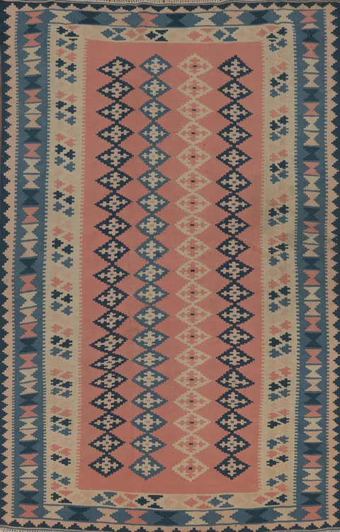 Vegetable Dye Pink Kilim Qashqai Persian Rug 4x6