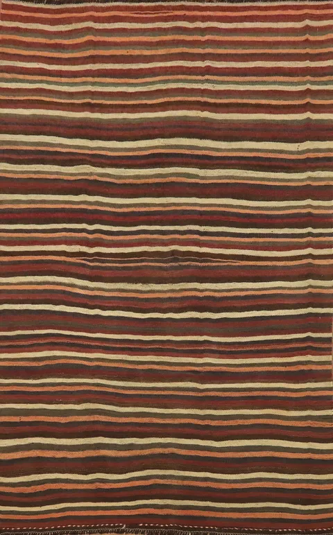 Vegetable Dye Striped Kilim Persian Area Rug 5x8