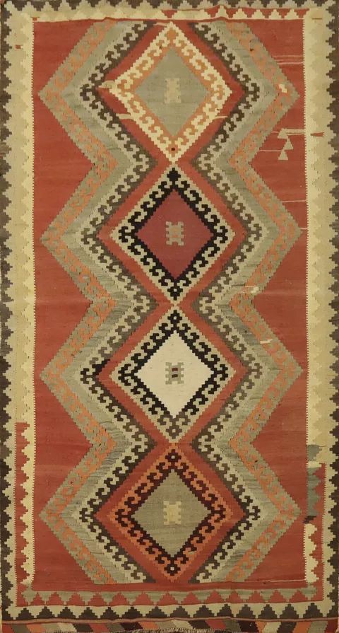 Vegetable Dye Kilim Qashqai Persian Area Rug 5x9