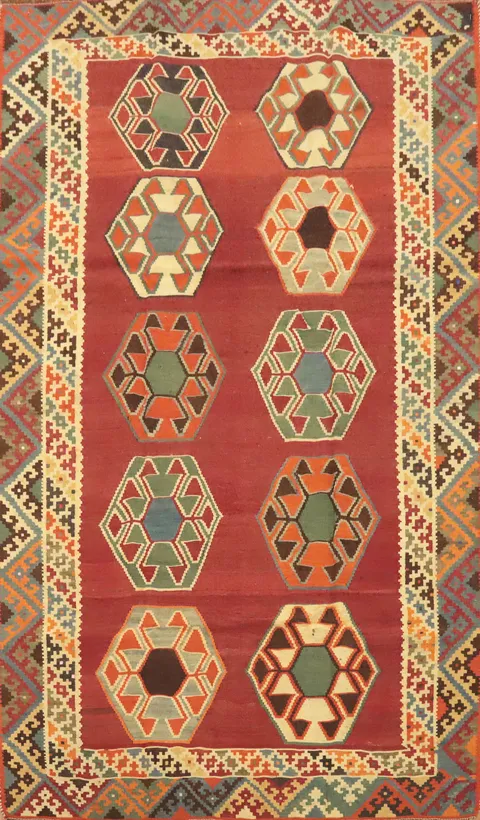 Vegetable Dye Kilim Qashqai Persian Rug 4x7
