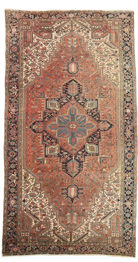 Antique Geometric Heriz Persian Large Rug 10x19