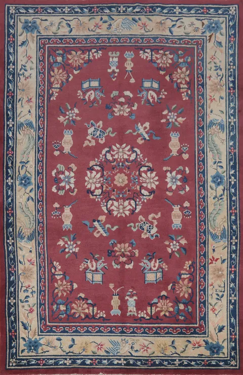 Vegetable Dye Art Deco Chinese Area Rug 6x9