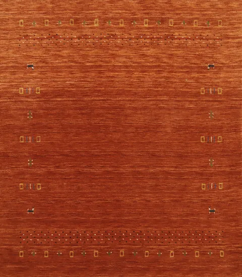Orange Wool Gabbeh Square Area Rug 6x6