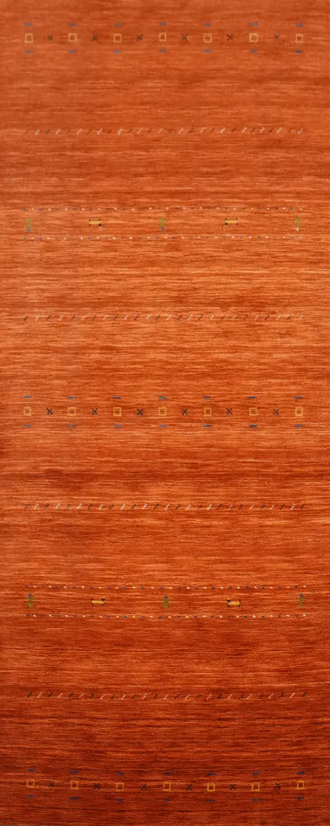 Orange Wool Gabbeh Oriental Runner Rug 4x12