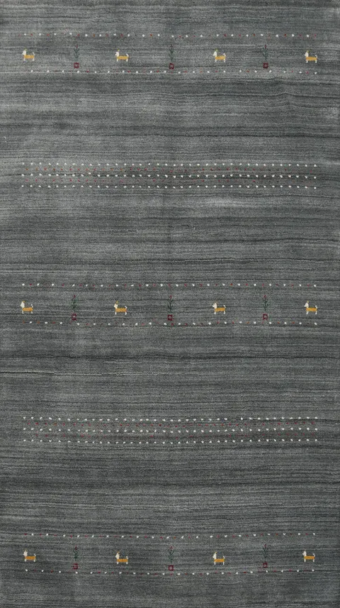 Tribal Gray Gabbeh Oriental Area Rug 5x8
