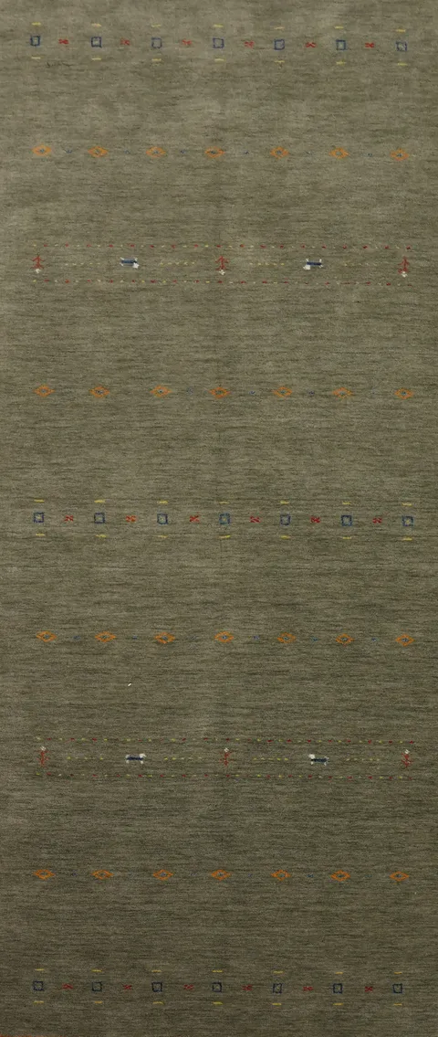 Tribal Green Gabbeh Oriental Runner Rug 4x12